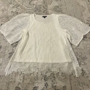 Alfani Women S White Floral Lace Butterfly Sleeve Top‎ Wedding Career Party